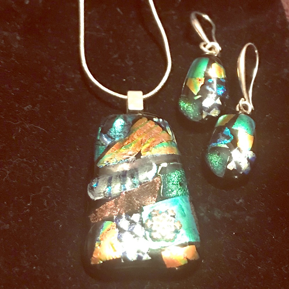 Cut glass earrings and necklace set